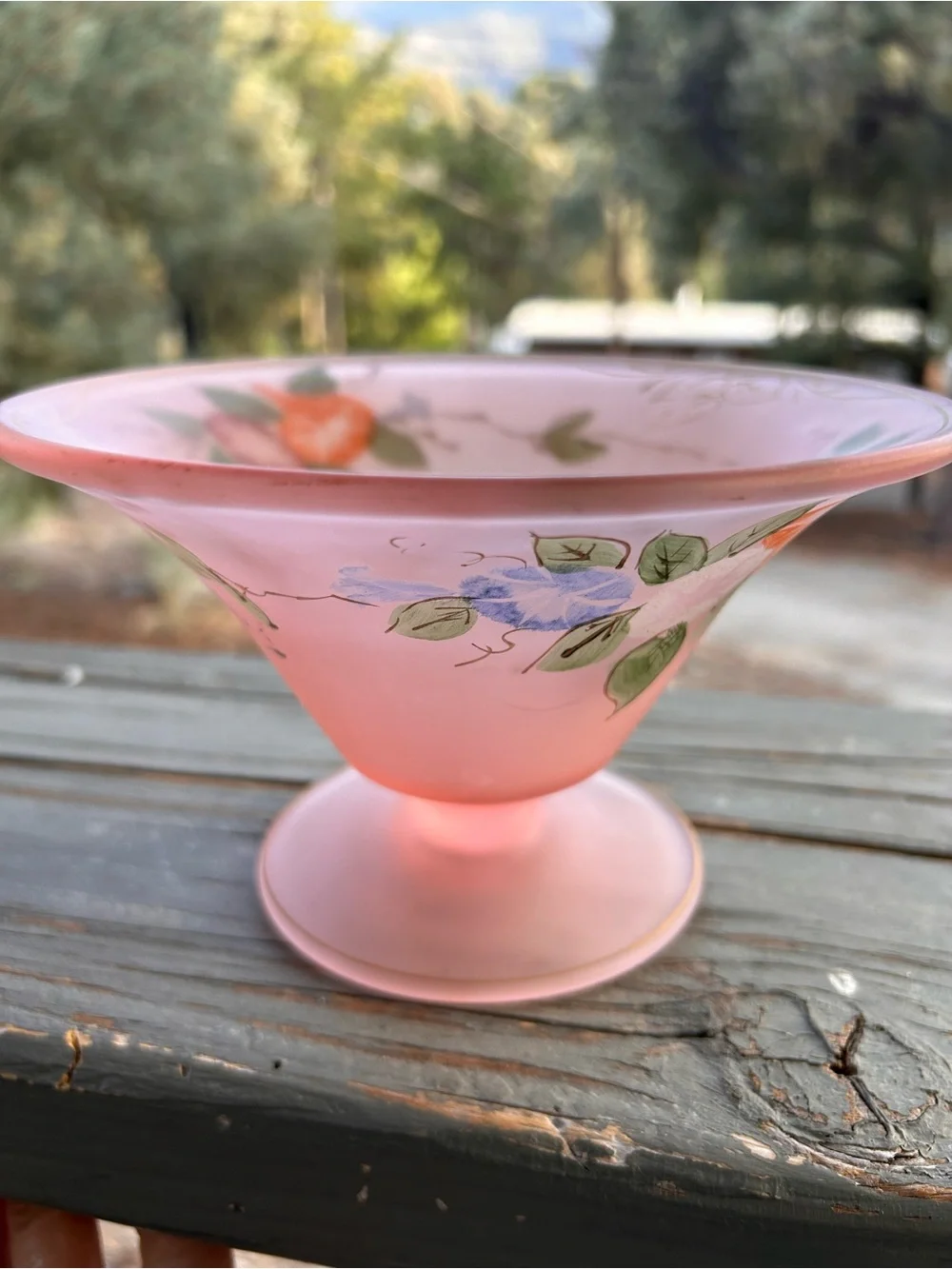 Vintage Pink satin glass mayonnaise bowl 1920-50